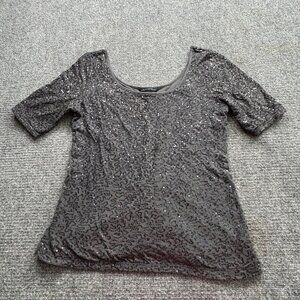 Banana‎ Republic Top Womens Small Black Sequins Dark Fairy Boho Sparkle Glitter